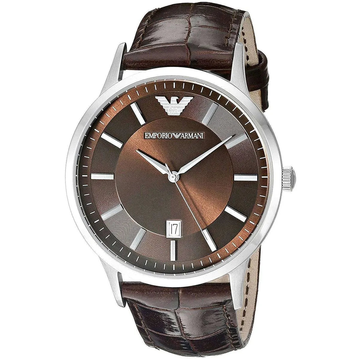 Emporio Armani Renato Classic Brown Dial Brown Leather Strap Watch For Men - AR2413