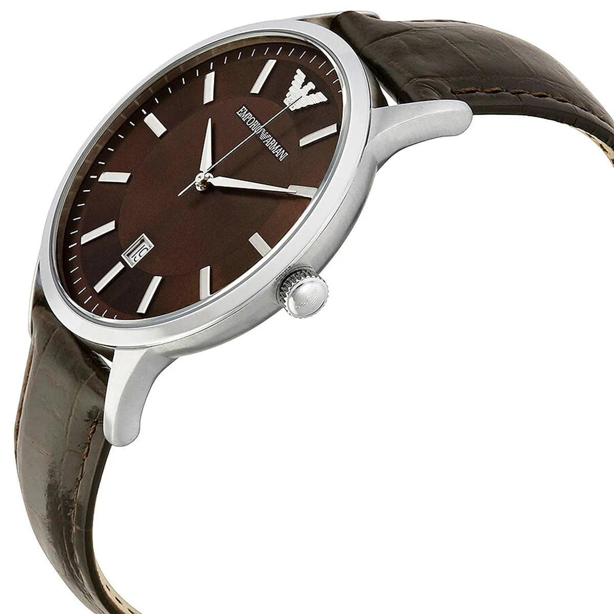 Emporio Armani Renato Classic Brown Dial Brown Leather Strap Watch For Men - AR2413