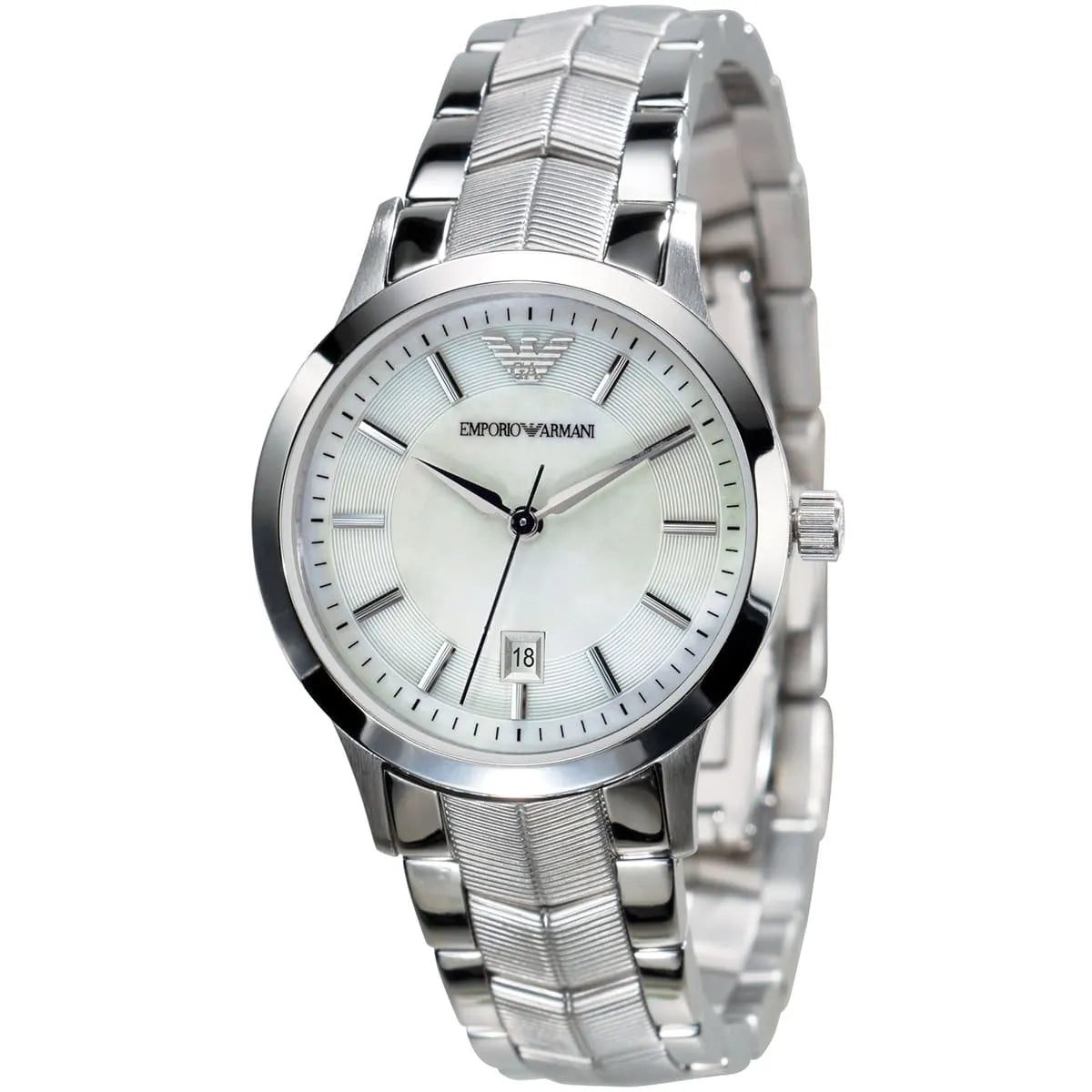 Emporio Armani Renato White Dial Silver Ladies Watch - AR2416