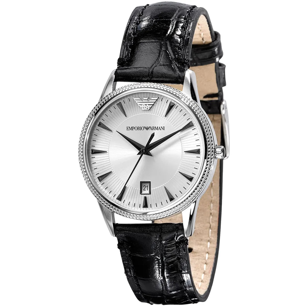Emporio Armani Chronograph Black Leather Gents Watch AR2443