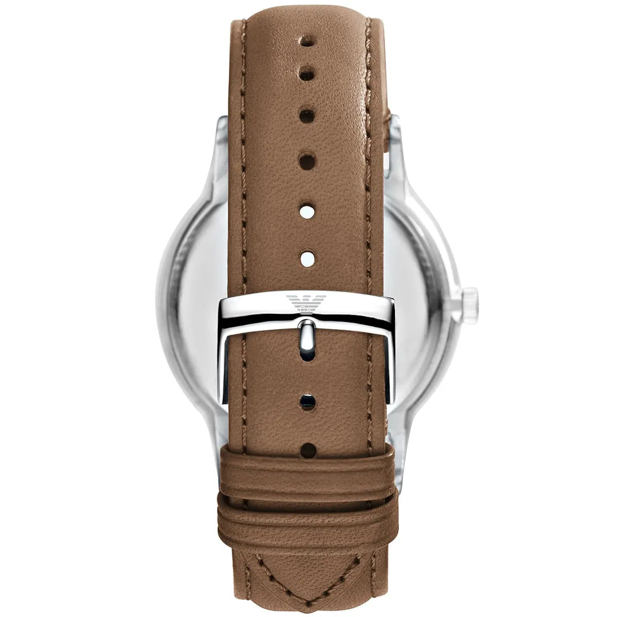 Emporio Armani Renato AR2470 caseback showing stainless steel with eagle logo engraving