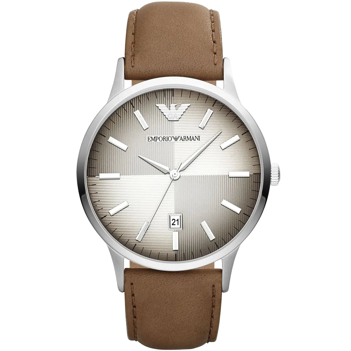 Emporio Armani Renato AR2470 stainless steel watch with beige dial and date window