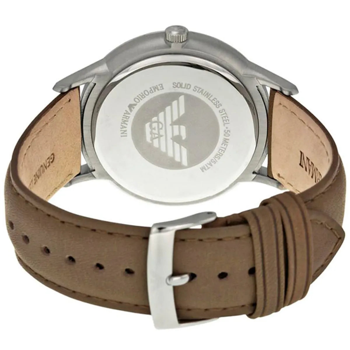 Emporio Armani Renato AR2470 brown leather strap with stainless steel buckle