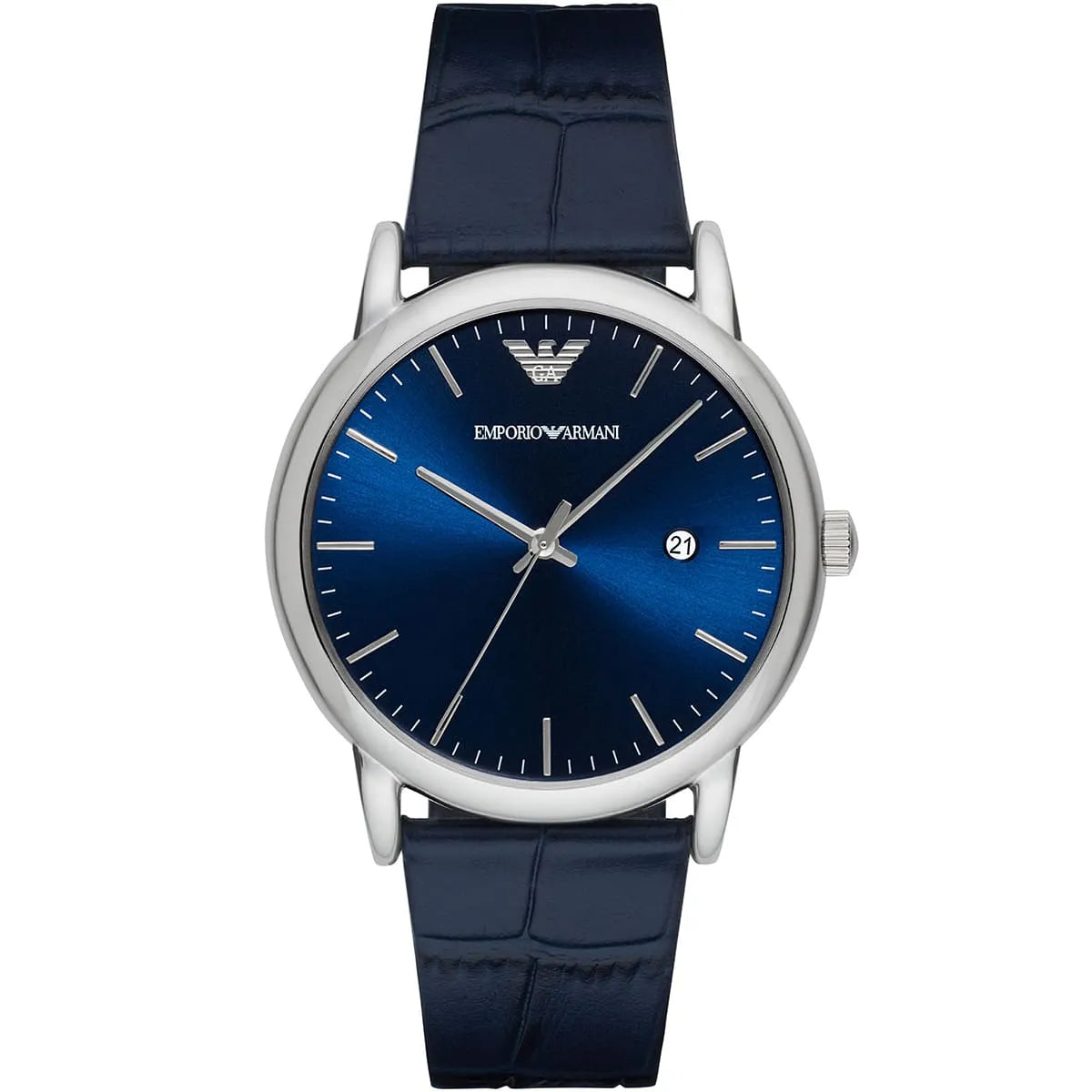 Emporio Armani Dress Quartz Blue Dial Blue Leather Strap Watch AR2501