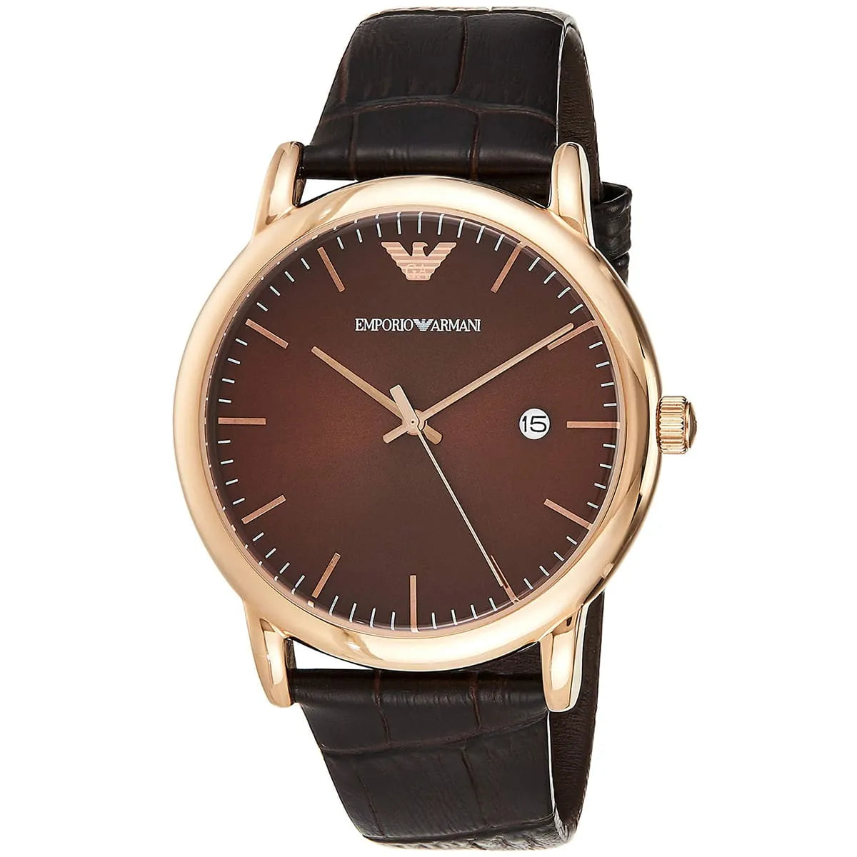Emporio Armani Luigi Classic Brown Dial Brown Leather Strap Watch AR2503