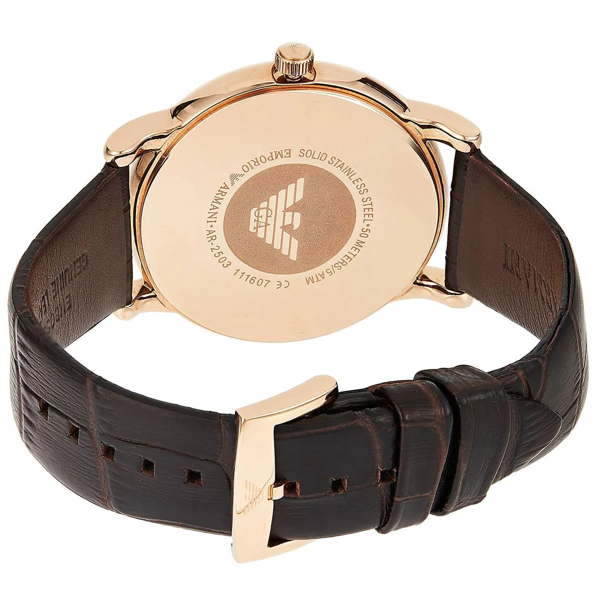Emporio Armani Luigi Classic Brown Dial Brown Leather Strap Watch AR2503