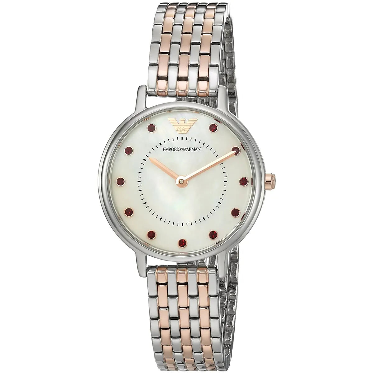 Emporio Armani Dress Analog Mother of Pearl Dial Two Tone Steel Strap Watch AR2515