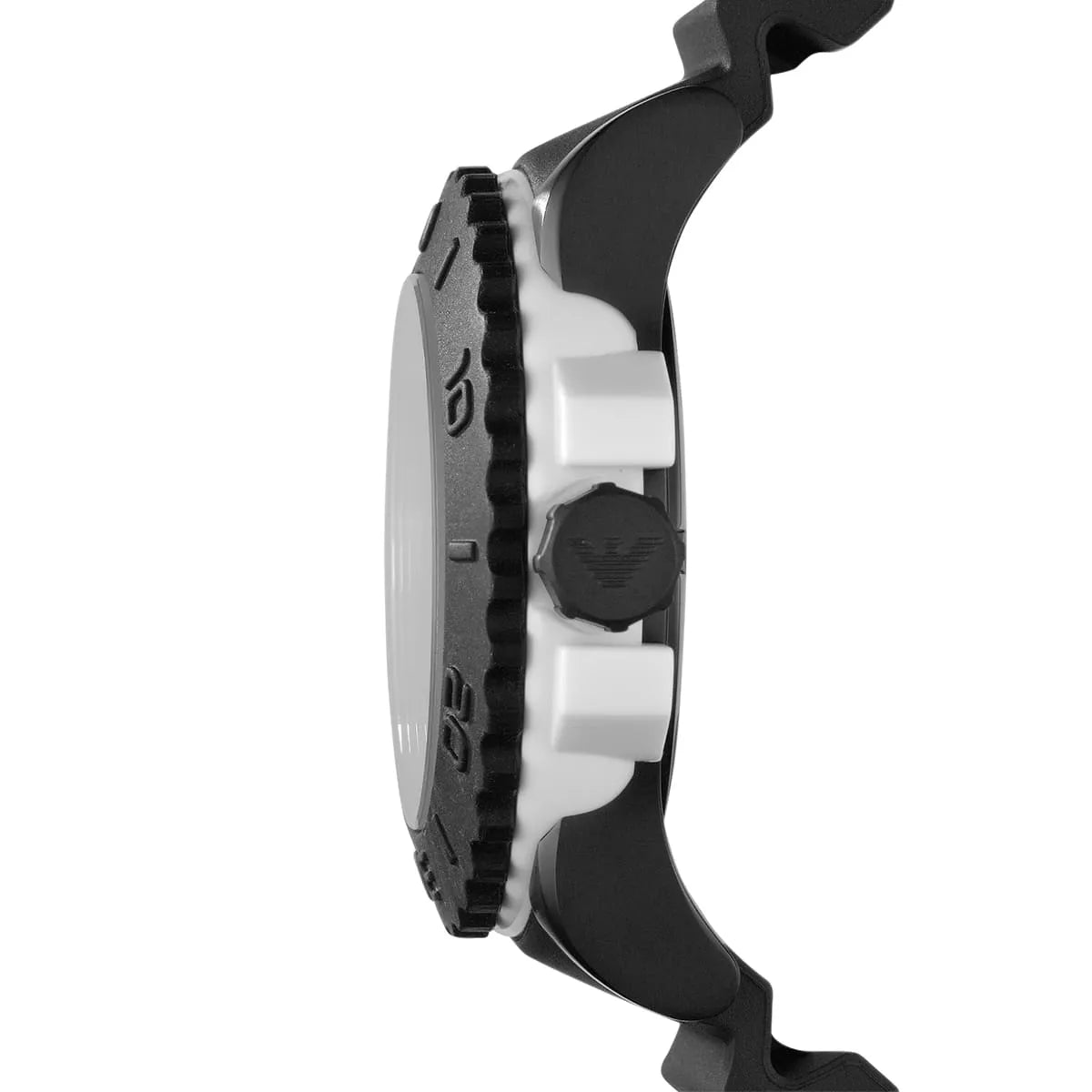 Emporio Armani Sportivo AR5965 watch side profile showing case thickness and strap