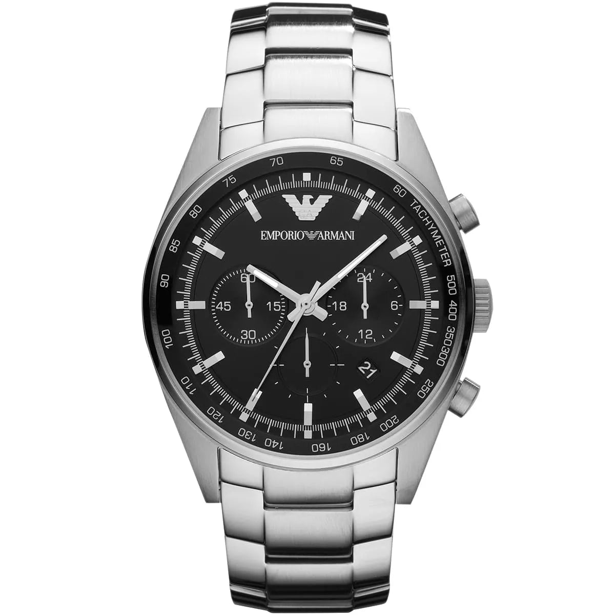 Emporio Armani Chronograph Stainless Steel Black Dial 43mm Men's Watch - AR5980