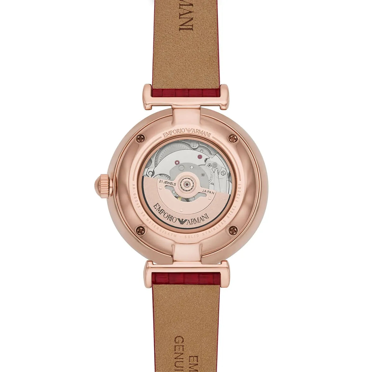 Emporio Armani Automatic Open Heart MOP White Dial Ladies Watch AR60048