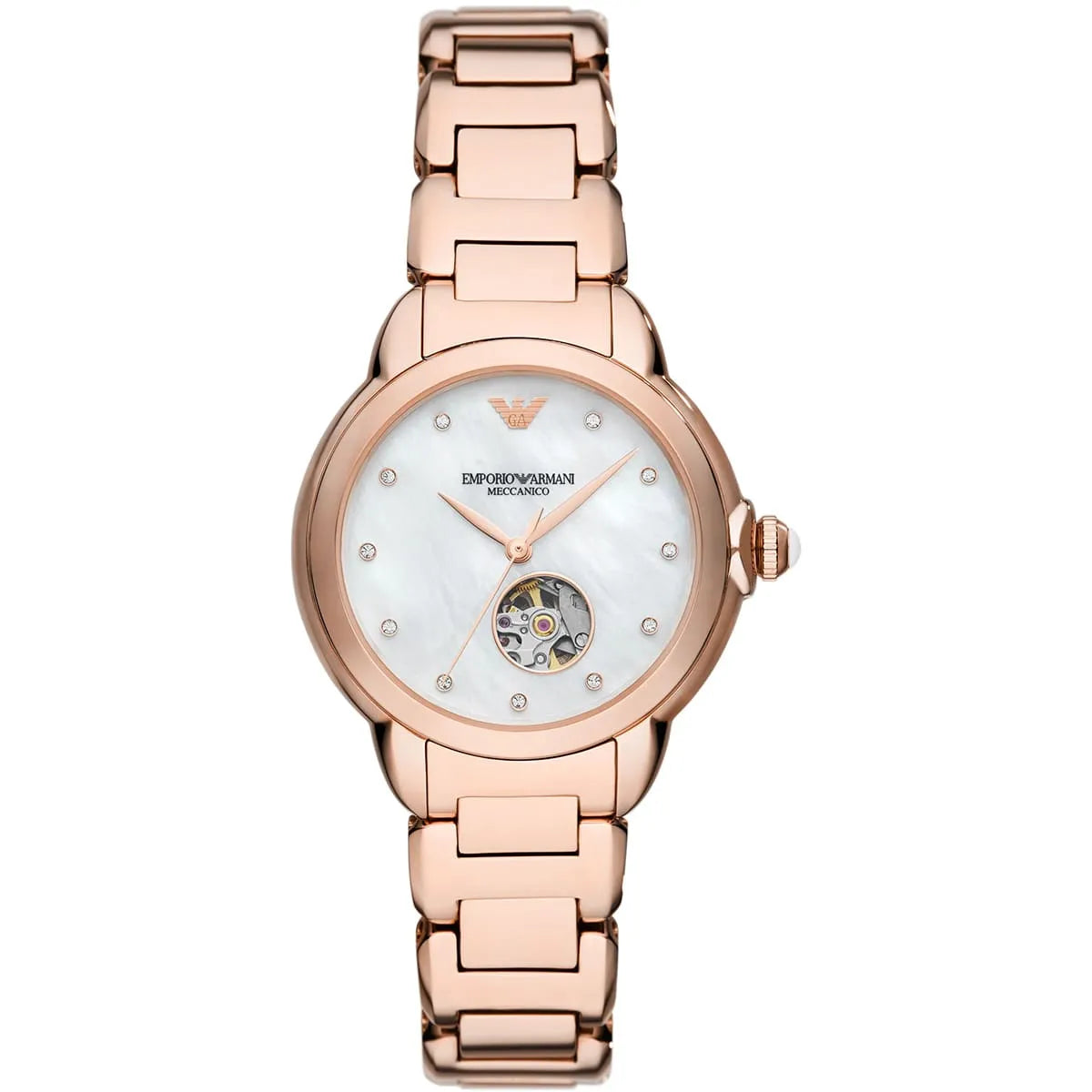 Emporio Armani Mia women's automatic watch with mother-of-pearl dial and rose-gold metal bracelet