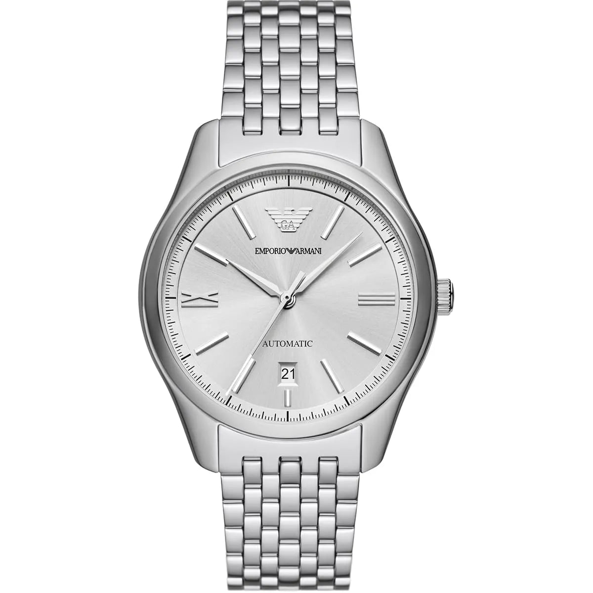 Emporio Armani AR60076 silver dial automatic men's watch with stainless steel bracelet
