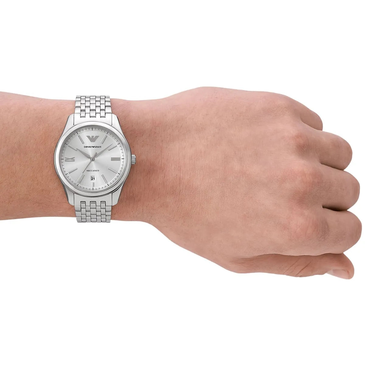 Emporio Armani AR60076 automatic men's watch worn on wrist