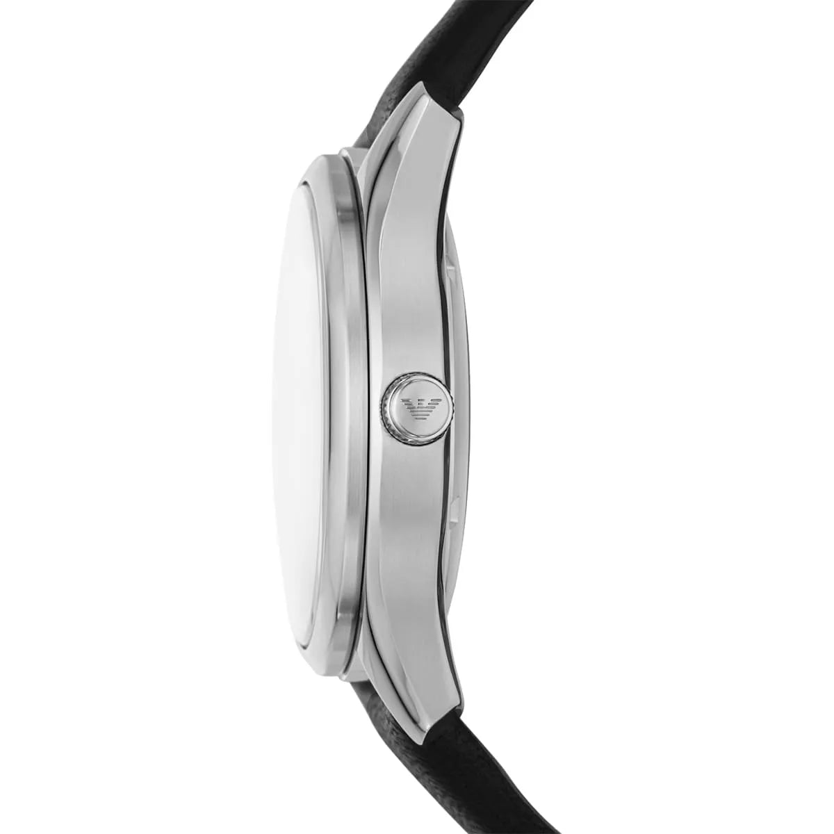 Emporio Armani Leather Strap Silver Dial Automatic Men's Watch - AR60077