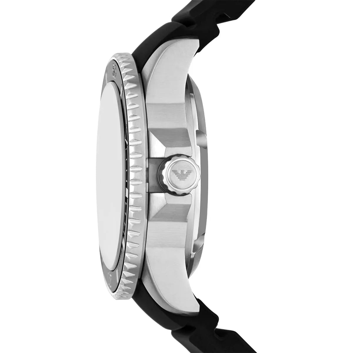 Side profile of Emporio Armani Sea Explorer watch showing case thickness