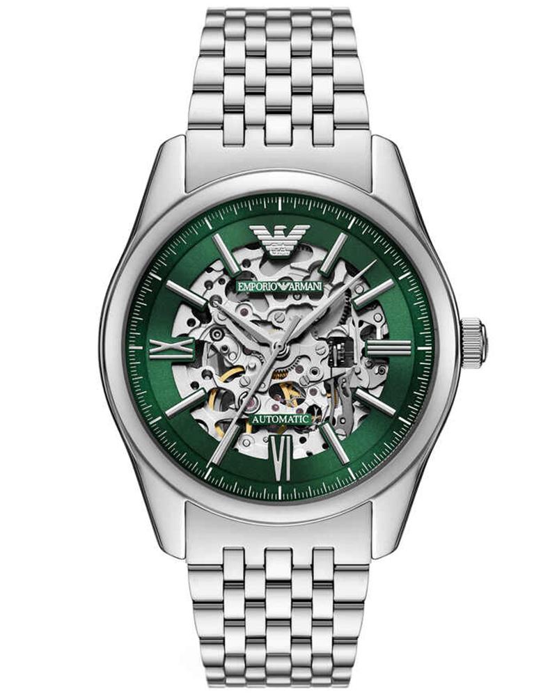 Emporio Armani Stainless Steel Green Skeleton Dial Automatic Men's Watch - AR60091