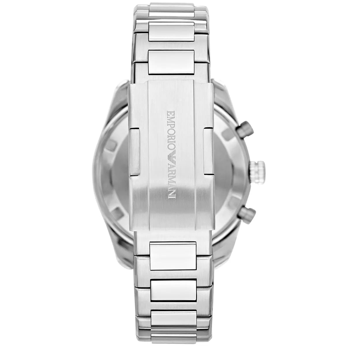 Emporio Armani Sportivo AR6013 watch caseback showing stainless steel with engraved branding
