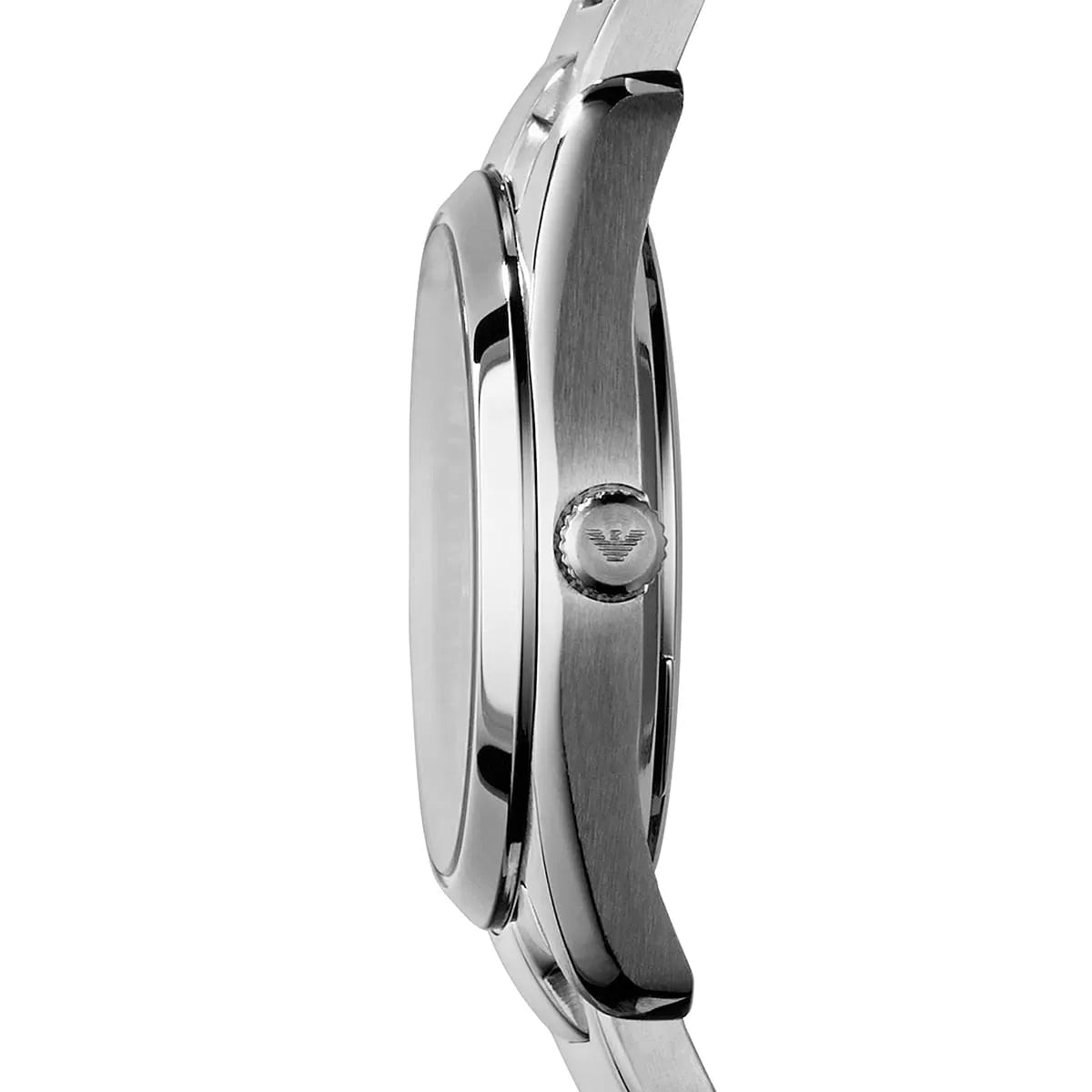 Emporio Armani Tazio Small side profile view showing watch case and bracelet
