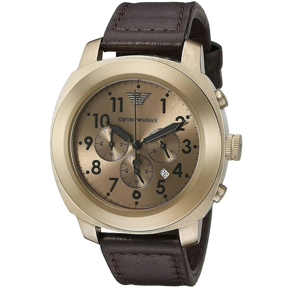 Emporio Armani AR6062 Sportivo Beige Dial Leather Strap Chronograph Men's Watch AR6062 - Image 2