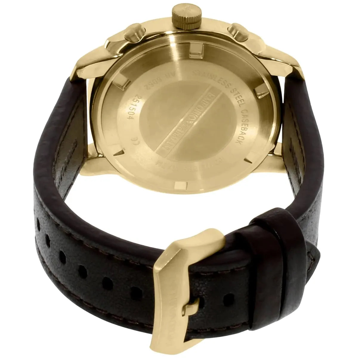 Emporio Armani AR6062 Sportivo Beige Dial Leather Strap Chronograph Men's Watch AR6062 - Image 6