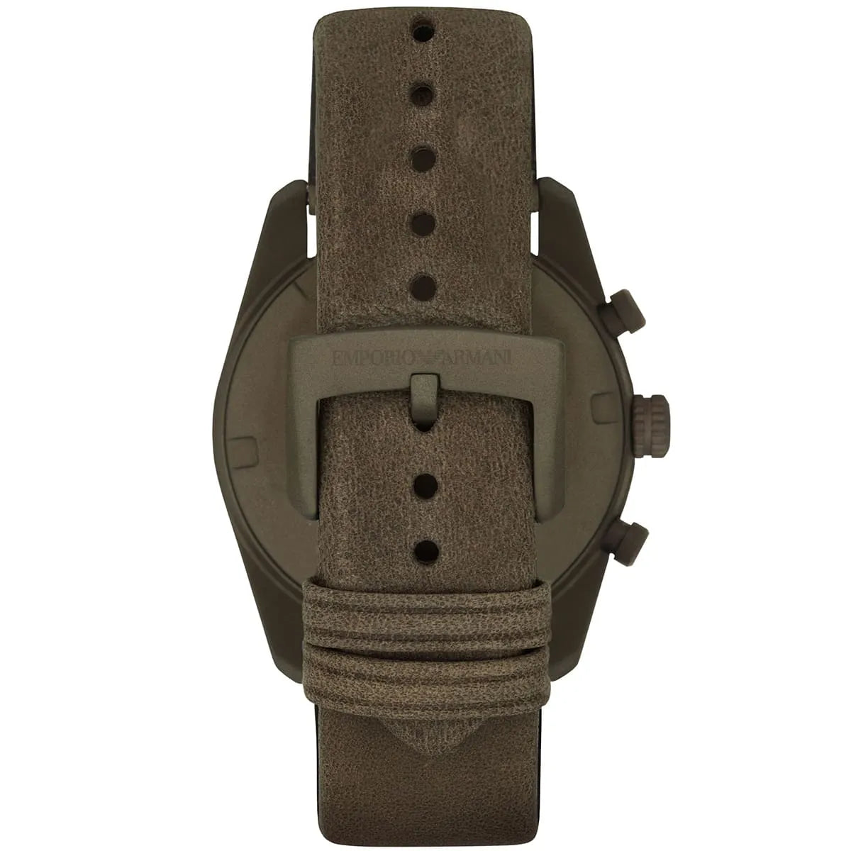 Emporio Armani Men's Chronograph Tazio Khaki Leather Strap Watch 43mm AR6076