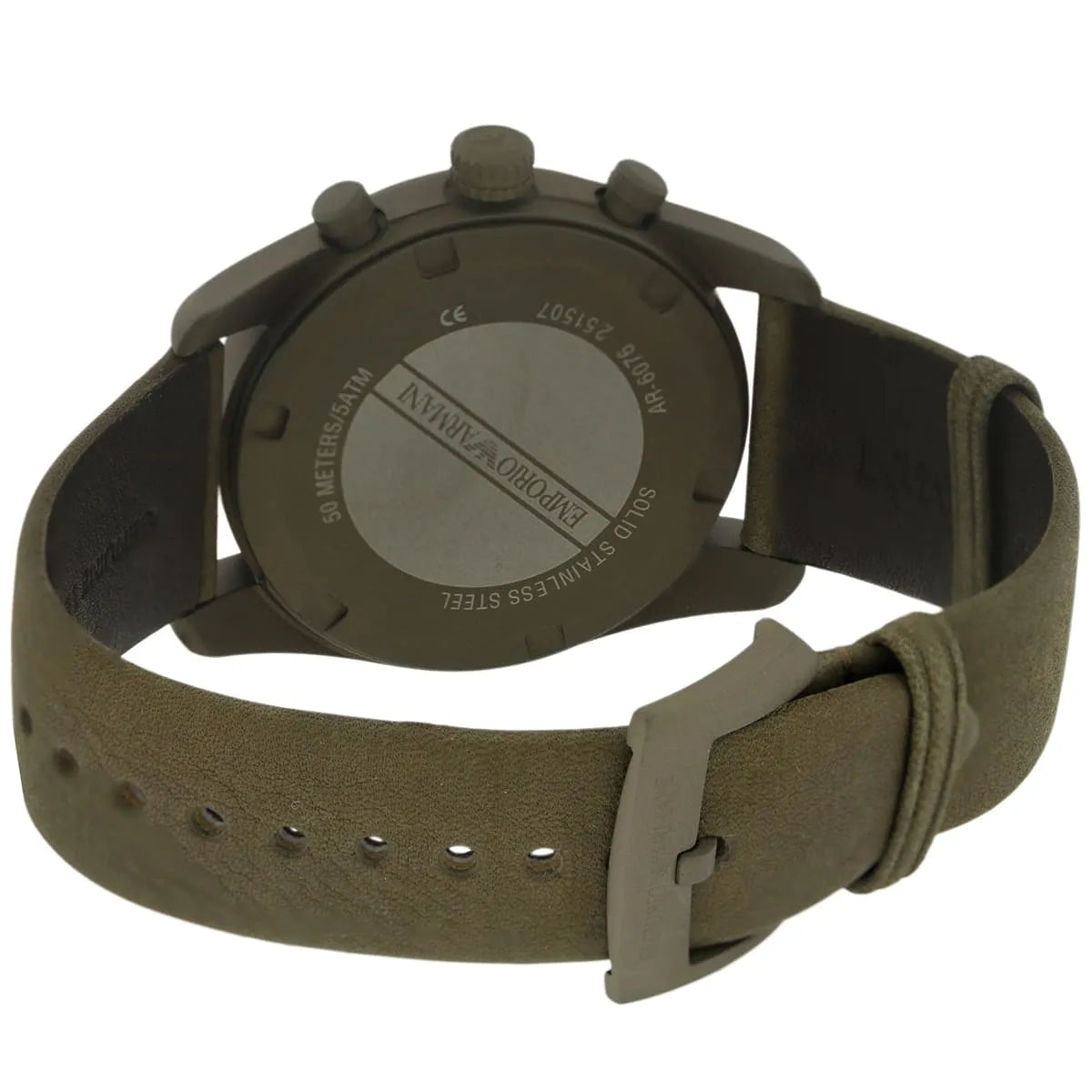 Emporio Armani Men's Chronograph Tazio Khaki Leather Strap Watch 43mm AR6076