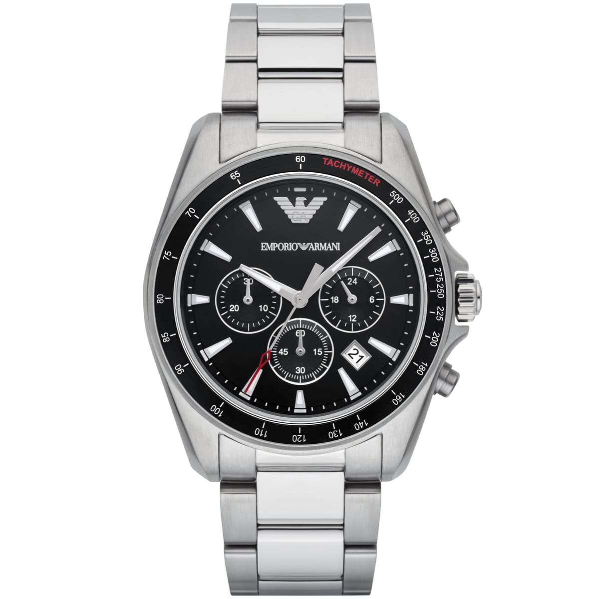 Emporio Armani Sigma Chronograph Black Dial Silver Men's Watch - AR6098