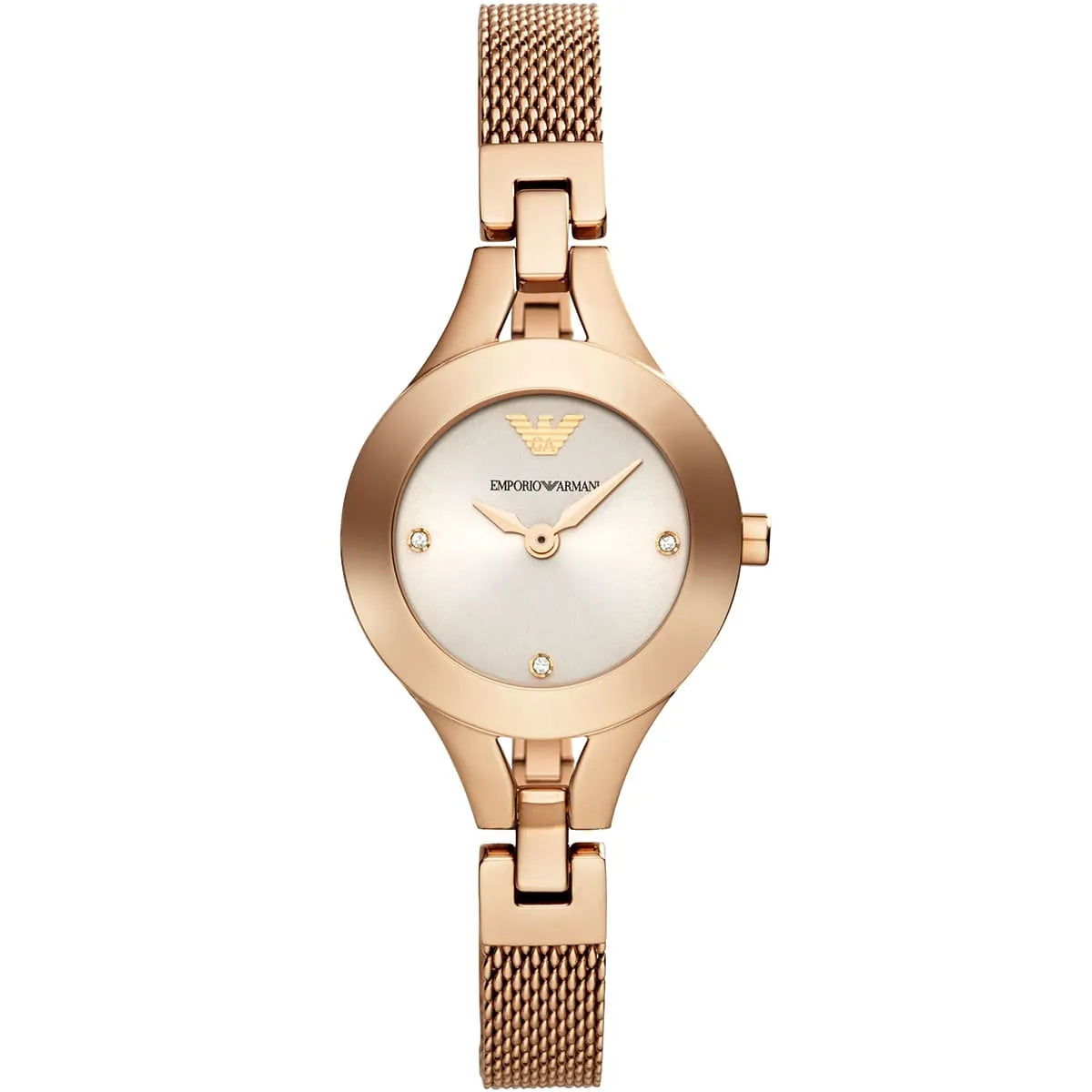 Emporio Armani Chiara Silver Dial Rose Gold Steel Strap Watch For Women AR7362