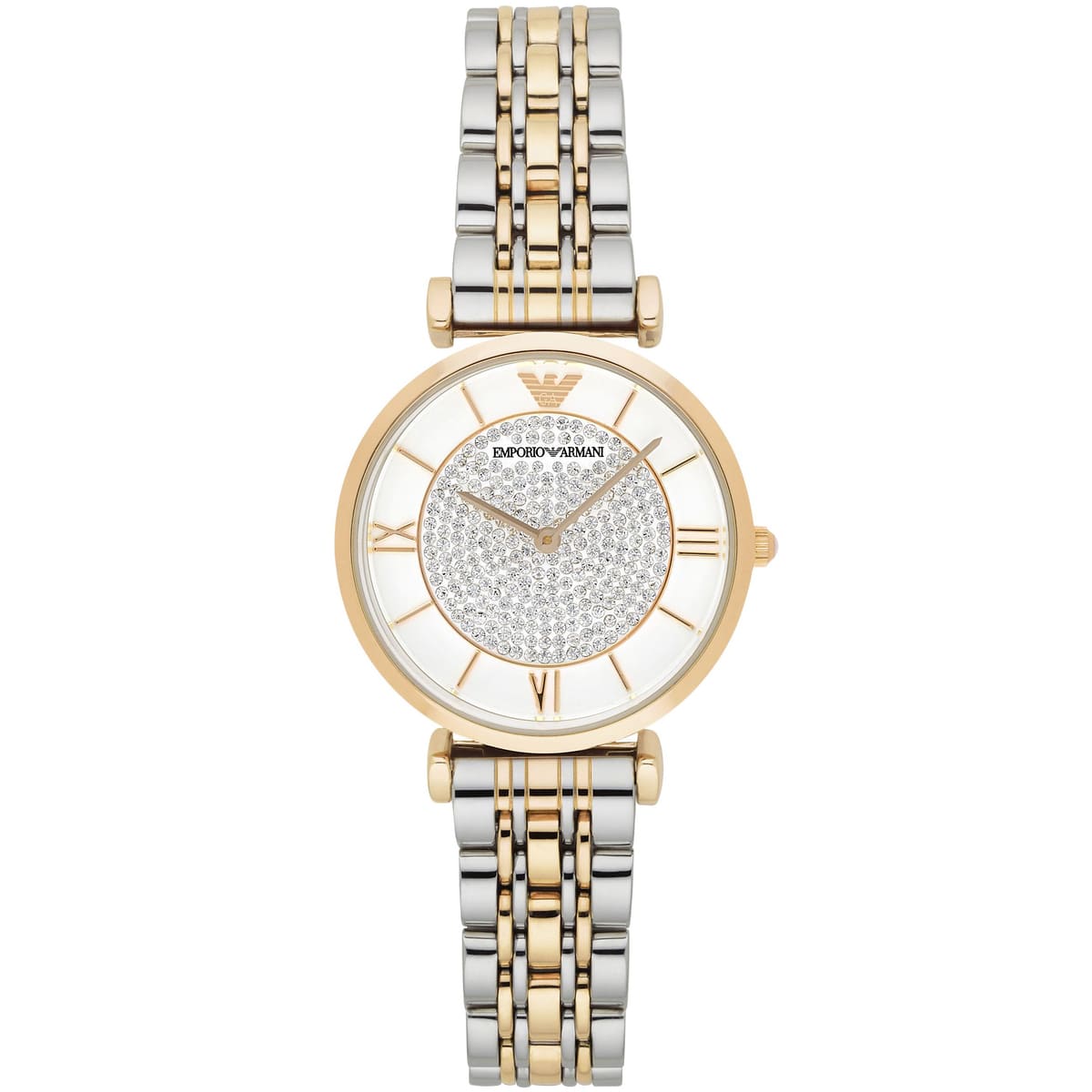 Emporio Armani Gianni T-Bar White Dial Gold&Silver Steel Strap Women's Watch AR8031