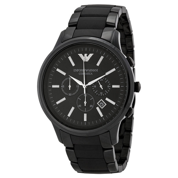 Emporio Armani Ceramica Chronograph Black Dial Men's Watch AR1451 - Watches of New Zealand