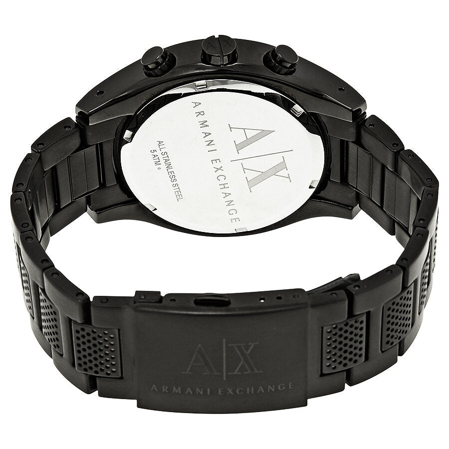 Caseback of Armani Exchange AX1605 watch showing white display back with AX branding