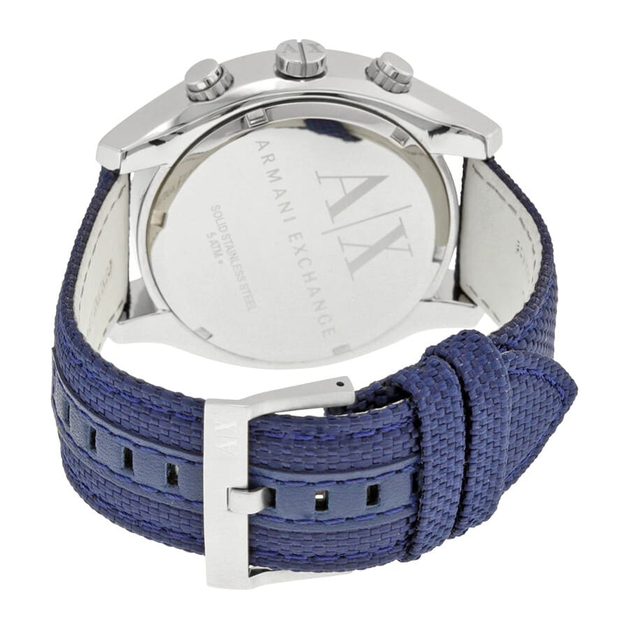 AX1609 caseback displaying Armani Exchange branding and engraved details