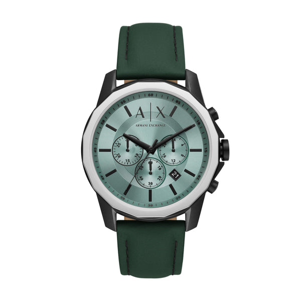 Armani Exchange Banks Chronograph Green Leather Strap Men's Watch  AX1725 - Watches of New Zealand
