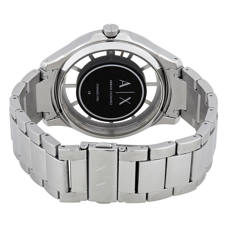 Armani Exchange AX2199 caseback view showing stainless steel bracelet and case back
