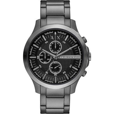 Armani Exchange Hampton gunmetal steel chronograph watch with black dial and steel bracelet