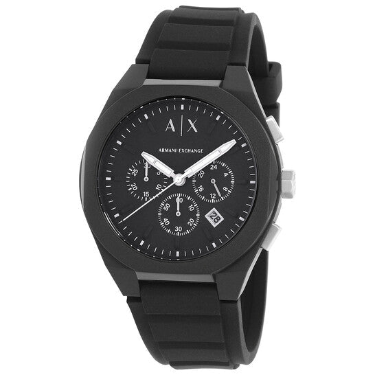 Armani Exchange AX4161 chronograph quartz watch with black dial and silicone strap