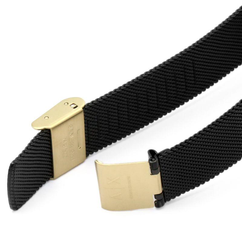 Armani Exchange AX5548 black mesh metal strap with gold-tone fold-over clasp