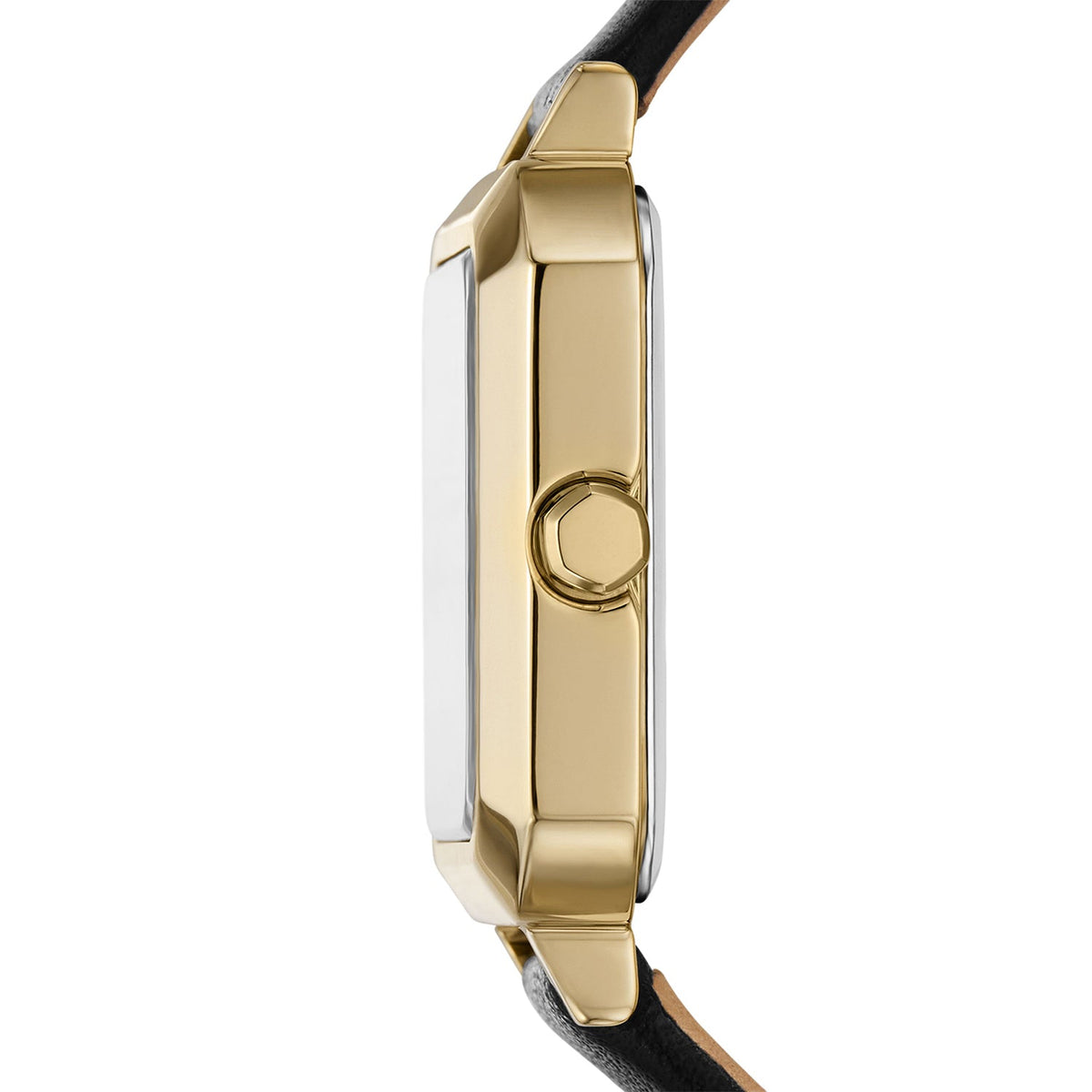 Armani Exchange AX5723 watch side view with gold-tone case and crown detail