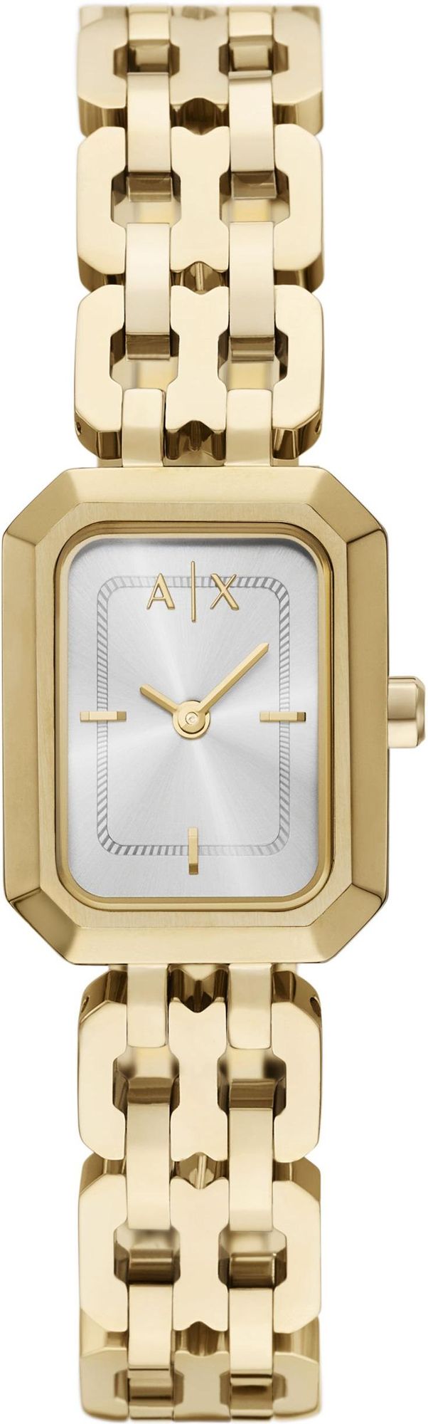 Armani Exchange Faye women's watch with silver dial and gold-tone rectangular case