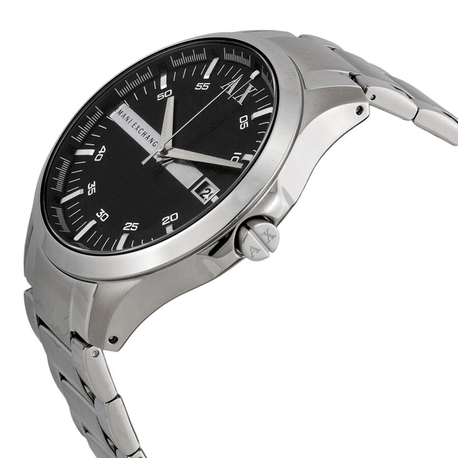 Armani Exchange Hampton Date Black Dial Silver Watch - AX2103