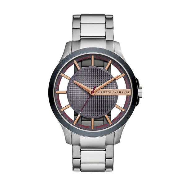 Armani Exchange Hampton grey metal men's watch with round dial and metal bracelet