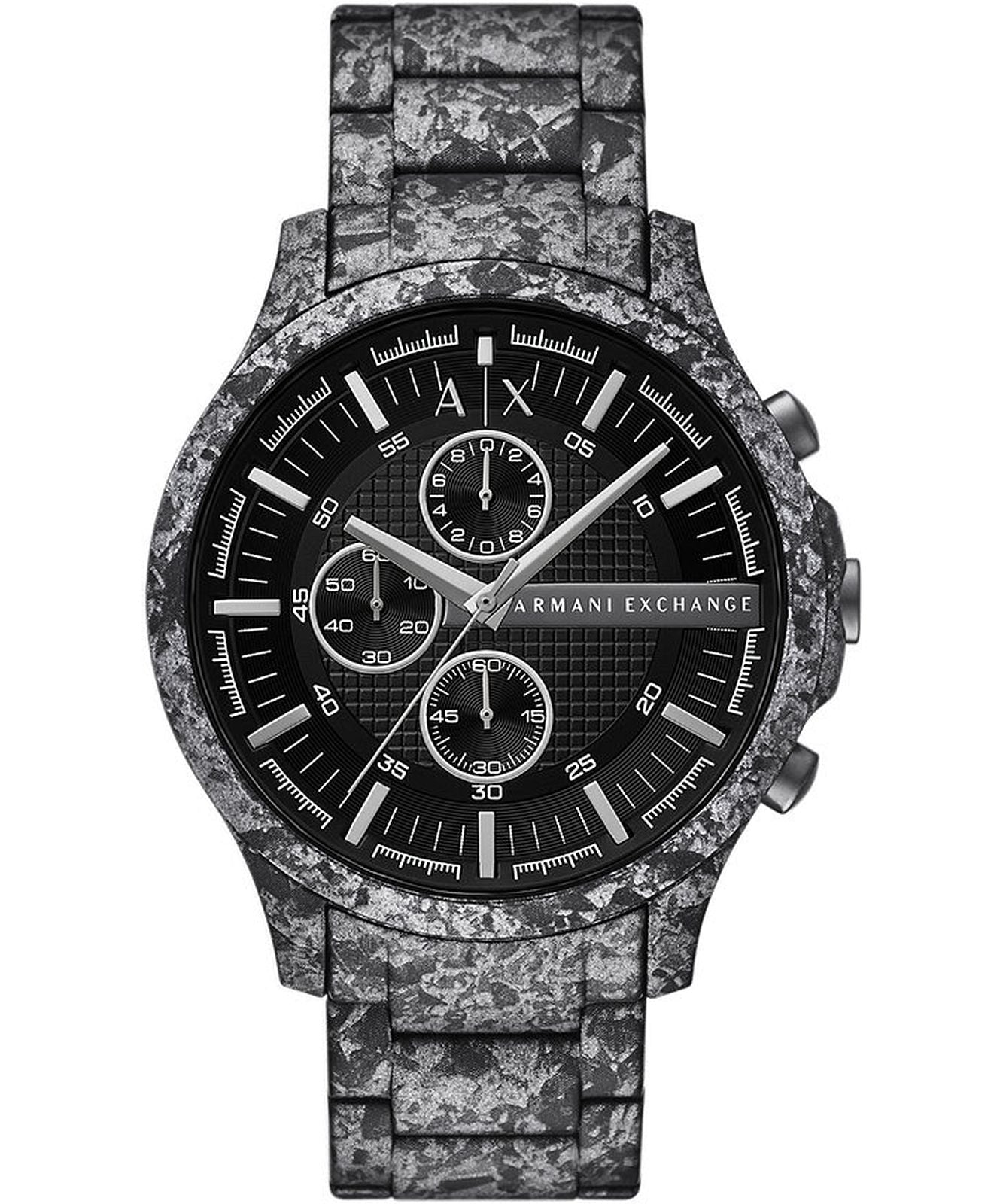 Armani Exchange Hampton AX2462 men's chronograph watch with black dial and textured strap