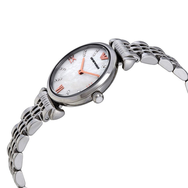 Emporio Armani Gianni T-Bar Quartz Crystal White Mother of Pearl Dial Ladies Watch #AR11204 - Watches of New Zealand #2