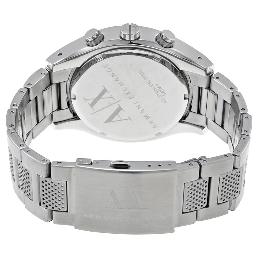 Armani Exchange AX1607 stainless steel caseback with engravings