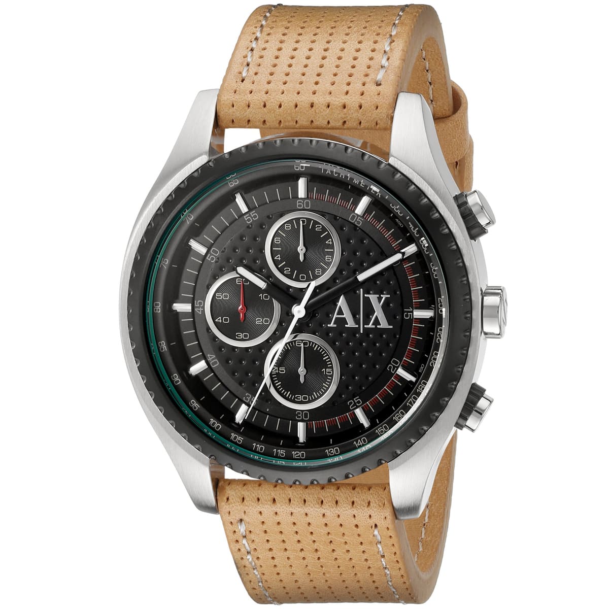 Armani Exchange AX1608 Black Dial Brown Leather Strap Chronograph Men's Watch AX1608 - Image 2