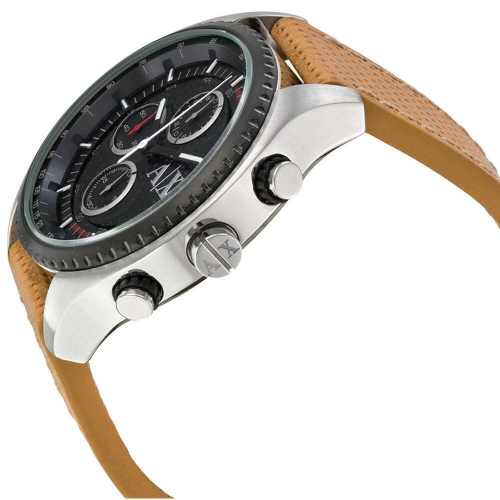Armani Exchange AX1608 Black Dial Brown Leather Strap Chronograph Men's Watch AX1608 - Image 3