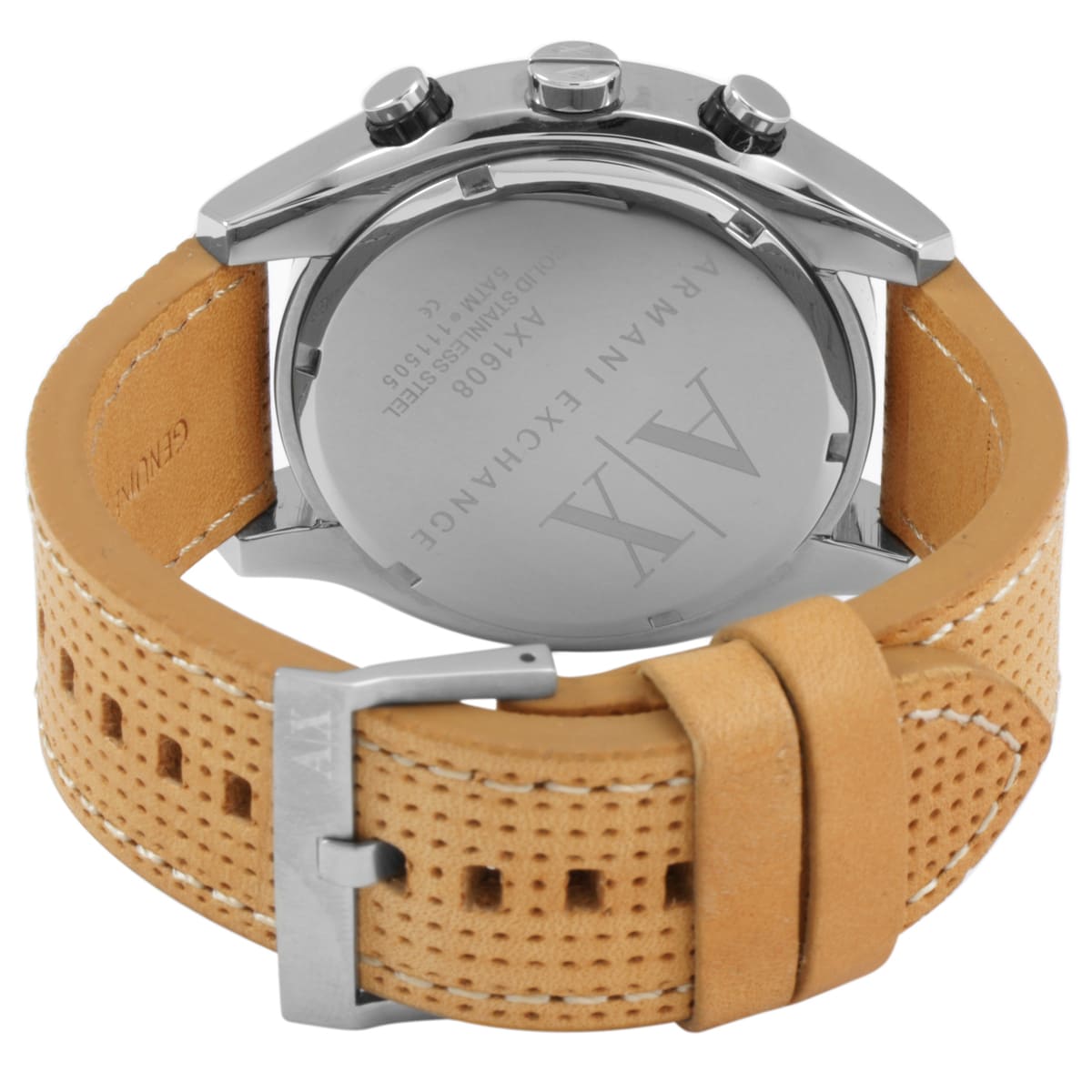 Armani Exchange AX1608 Black Dial Brown Leather Strap Chronograph Men's Watch AX1608 - Image 5