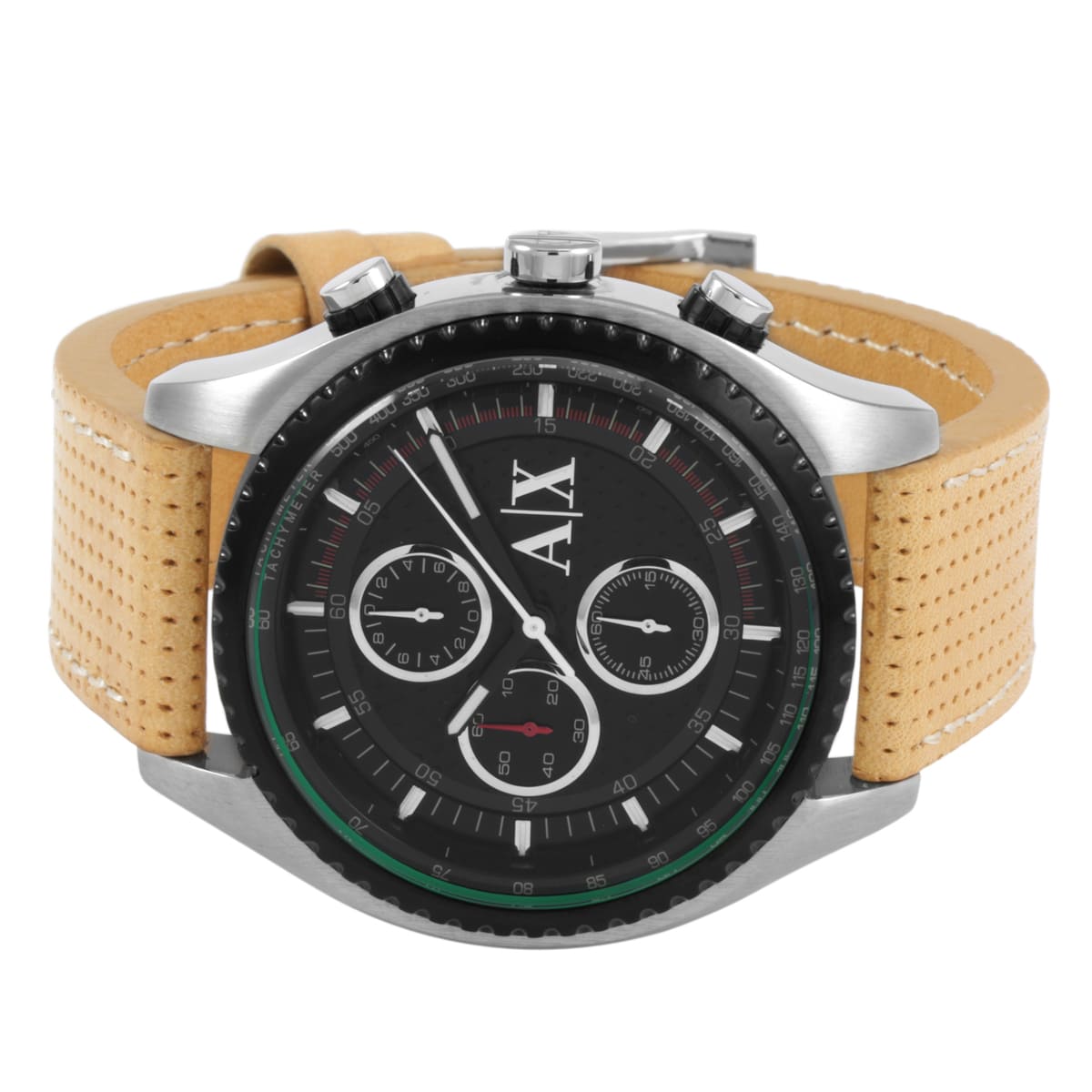Armani Exchange AX1608 Black Dial Brown Leather Strap Chronograph Men's Watch AX1608 - Image 7