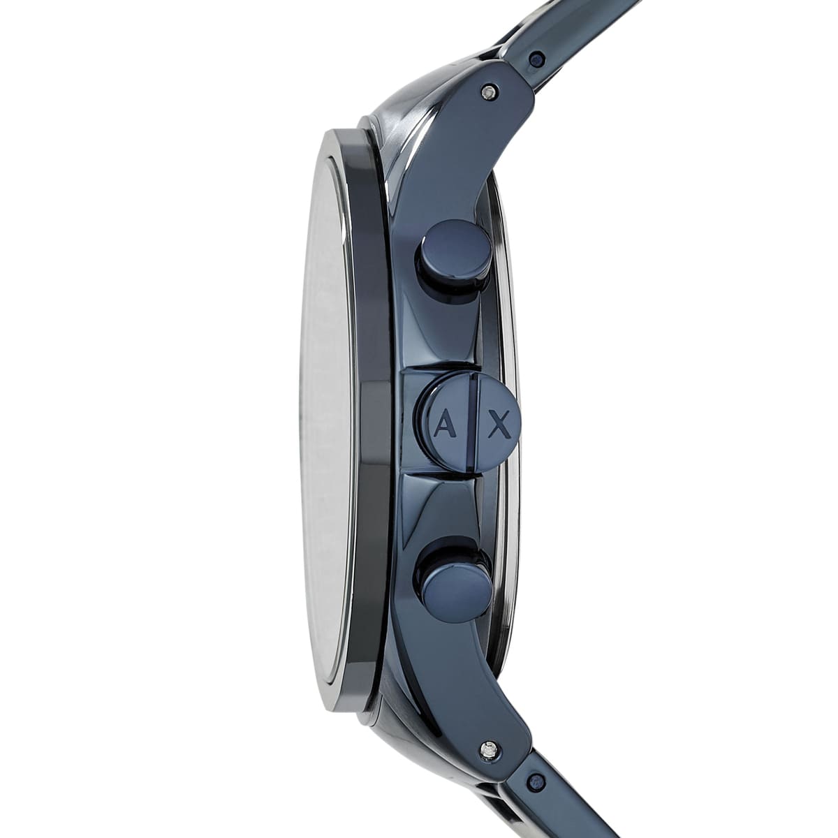 AX2512 Armani Exchange watch side profile showing case depth and chronograph pushers