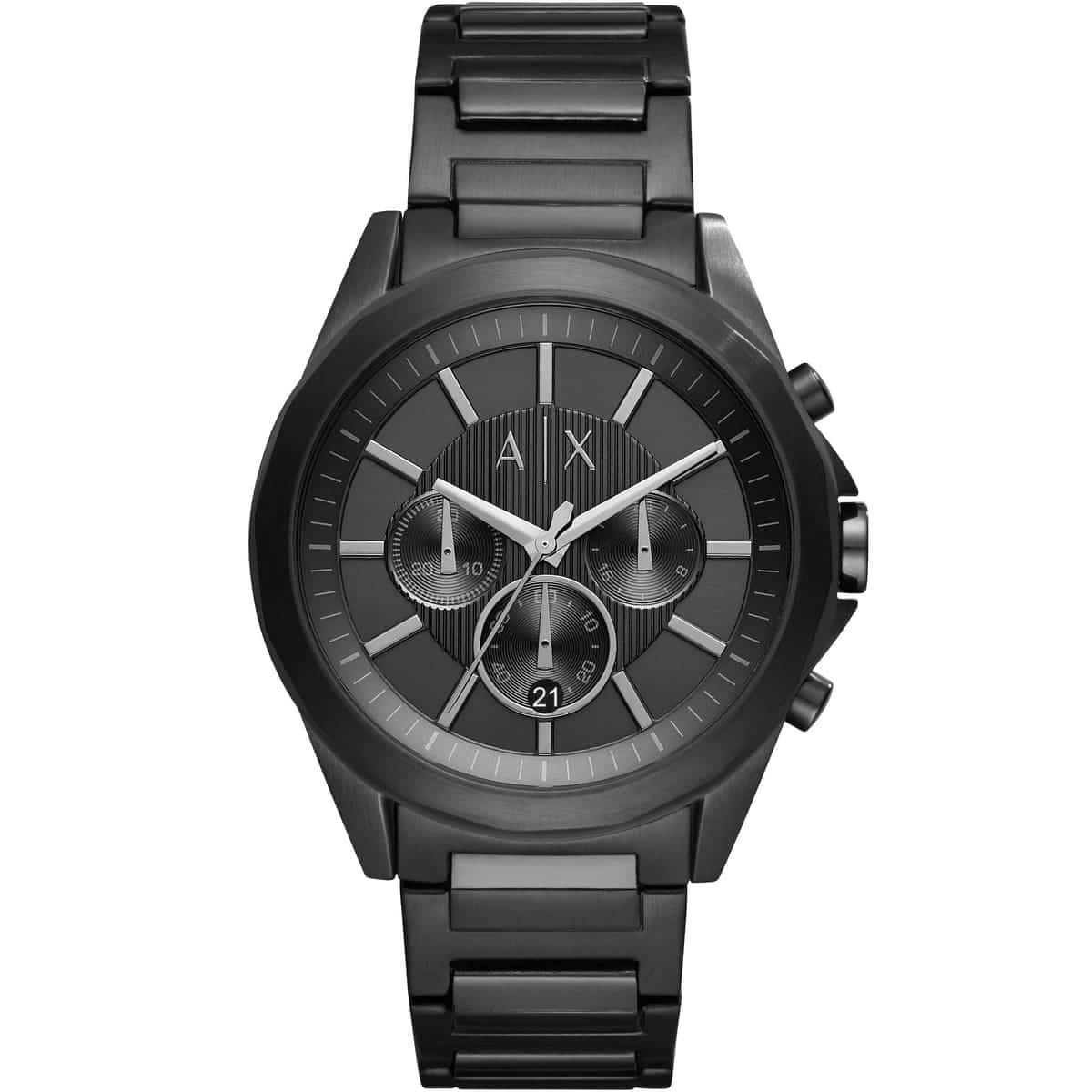 Armani Exchange AX2601 Drexler black chronograph watch with black dial and stainless steel bracelet